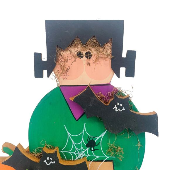 Frankenstein Free Standing Solid Wood Halloween Decor 2’ Tall Bat Indoor Outdoor - Picture 2 of 8